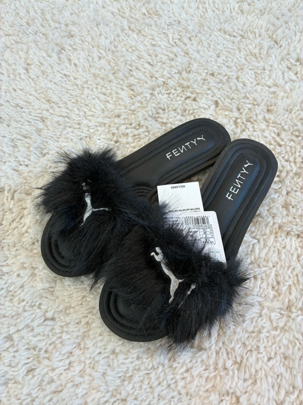 BRAND NEW Fenty x Puma Black Fur Slides